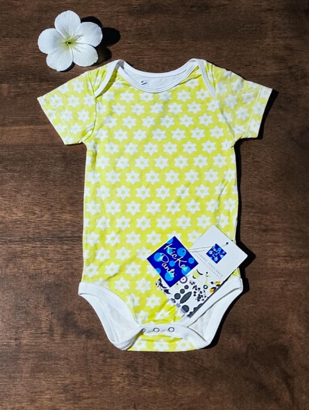 Kickee Pants Bamboo Viscose Neon Yellow Stars Bodysuit 18-24M NWT